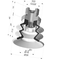 Ventosa 2.5 Fuelles Serie 96C Ø 50MM