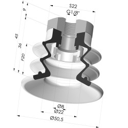Ventosa 2.5 Fuelles Serie 96C Ø 50MM