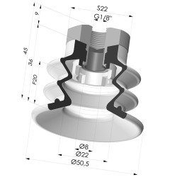 Ventosa 2.5 Fuelles Serie 96C Ø 50MM