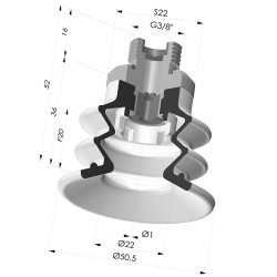 Ventosa 2.5 Fuelles Serie 96C Ø 50MM