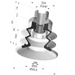Ventosa 2.5 Fuelles Serie 96C Ø 50MM