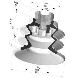 Ventosa 2.5 Fuelles Serie 96C Ø 70MM