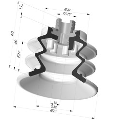 Ventosa 2.5 Fuelles Serie 96C Ø 20MM
