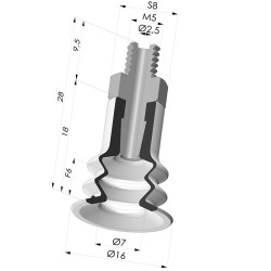 Ventosa 2.5 Fuelles Serie 95 Ø 15MM