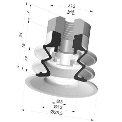 Ventosa 2.5 Fuelles Serie 96 Ø 25MM