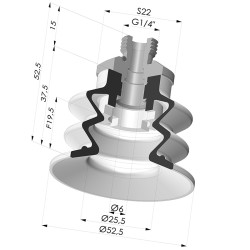 Ventosa 2.5 Fuelles Serie 96 Ø 52MM