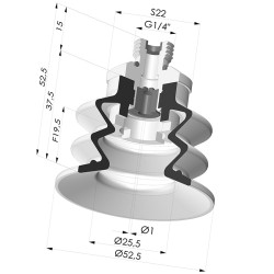 Ventosa 2.5 Fuelles Serie 96 Ø 52MM