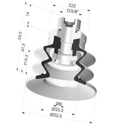 Ventosa 2.5 Fuelles Serie 96 Ø 52MM