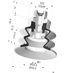 Ventosa 2.5 Fuelles Serie 96 Ø 52MM
