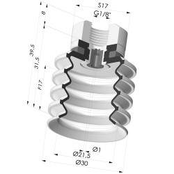 Ventosa 4.5 Fuelles Serie 92 Ø 30MM