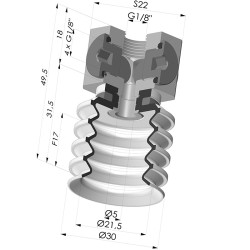 Ventosa 4.5 Fuelles Serie 92 Ø 30MM