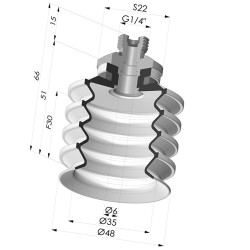 Ventosa 4.5 Fuelles Serie 92 Ø 50MM