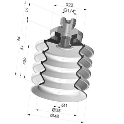 Ventosa 4.5 Fuelles Serie 92 Ø 50MM