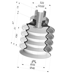Ventosa 4.5 Fuelles Serie 92 Ø 50MM