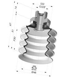 Ventosa 4.5 Fuelles Serie 92 Ø 50MM