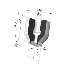 Ventosa Ovalada Serie PFG 4x2 mm