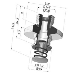 Conexión Desmontable Macho 1/4G - con Pulsador