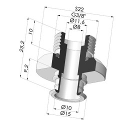 Conexión Desmontable Macho 3/8G