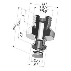 Conexión Desmontable Macho 1/4G - con Pulsador