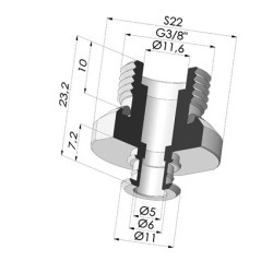 Conexión Desmontable Macho 3/8G