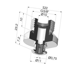Conexión Desmontable Macho 3/8G - con chorro