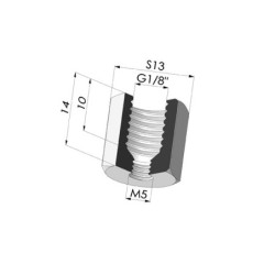 Adaptador - Hembra G1/8" - Hembra M5