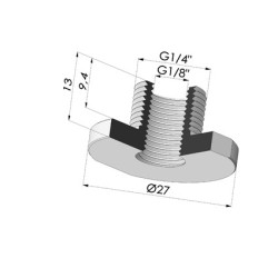 Adaptador - Macho G1/4" - Hembra G1/8"