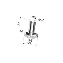 Tornillo M5 - Diámetro de la cabeza: 11 mm - Longitud: 12 mm