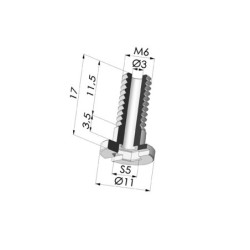 Tornillo M6 - Diámetro de la cabeza: 11 mm - Longitud: 17 mm