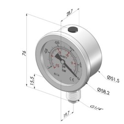 Vacuomètre à bain de glycérine série VA - Ø 50 mm