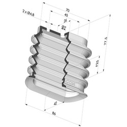 Ventosa ovalada de 4,5 fuelles Serie 4BO 86 x 42 MM