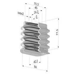 Ventosa ovalada de 4,5 fuelles Serie 4BO 86 x 42 MM - Renf