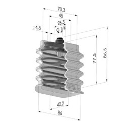 Ventosa ovalada de 4,5 fuelles Serie 4BO 86 x 42 MM - Pal