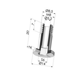 Tornillo M8 - ØCabeza 14MM - L 20MM
