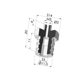 Inserto desmontable macho M5