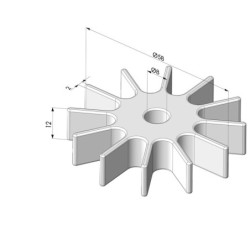 Rueda de 12 dientes serie RD Ø 58 mm
