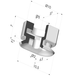 Ventosa Oval Serie 4V 10.5x6.5MM