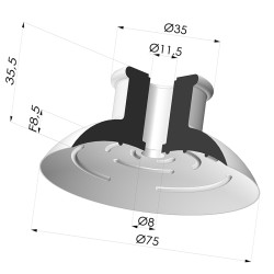 Ventosa Plana Serie 7 Ø 75MM