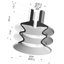 Ventosa 2.5 Fuelles Serie 8B Ø 50MM
