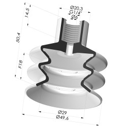Ventosa 2.5 Fuelles Serie 8B Ø 50MM