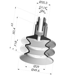 Ventosa 2.5 Fuelles Serie 8B Ø 50MM