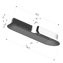 Ventosa Oval Serie 4V 36x12MM