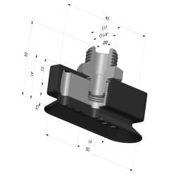 Ventosa Oval Serie 4RP 50x16MM