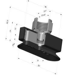Ventosa Oval Serie 4RP 50x16MM