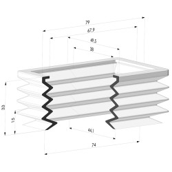 Ventosa rectangular serie 4P 74x44 MM