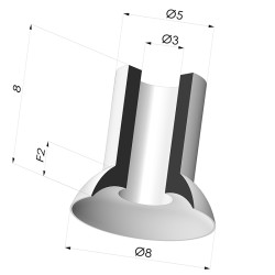 Ventosa Plana Serie 5 Ø 8MM