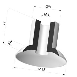 Ventosa Plana Serie 5 Ø 15MM