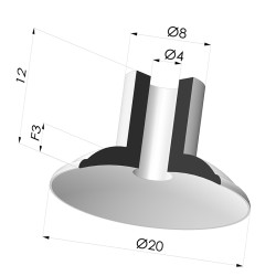 Ventosa Plana Serie 5 Ø 20MM