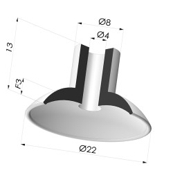 Ventosa Plana Serie 5 Ø 22MM