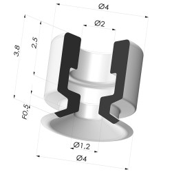 Ventosa Plana PFG Ø 4 mm